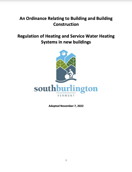 South Burlington Ordinance